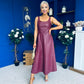 Yasmin Leatherette Occasion Midi Dress Wine