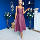 Yasmin Leatherette Occasion Midi Dress Wine