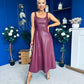 Yasmin Leatherette Occasion Midi Dress Wine