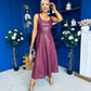 Yasmin Leatherette Occasion Midi Dress Wine