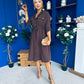 Kallie Button Detail Midi Dress Chocolate
