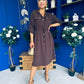 Kallie Button Detail Midi Dress Chocolate