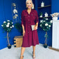 Kallie Button Detail Midi Dress Wine