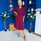 Kallie Button Detail Midi Dress Wine