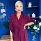 Kallie Button Detail Midi Dress Wine