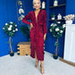 Darcy Sequin Occasion Midi Dress Wine