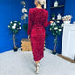Darcy Sequin Occasion Midi Dress Wine