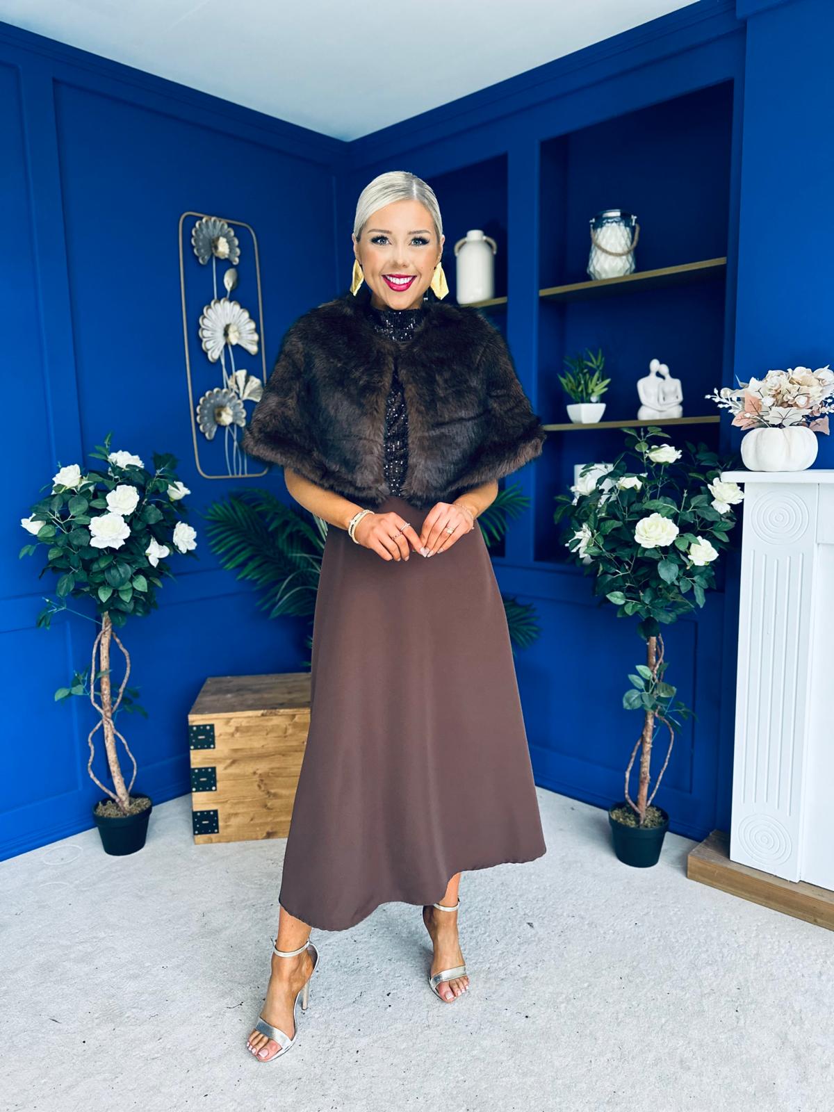 Helen Faux Fur Shawl Coco