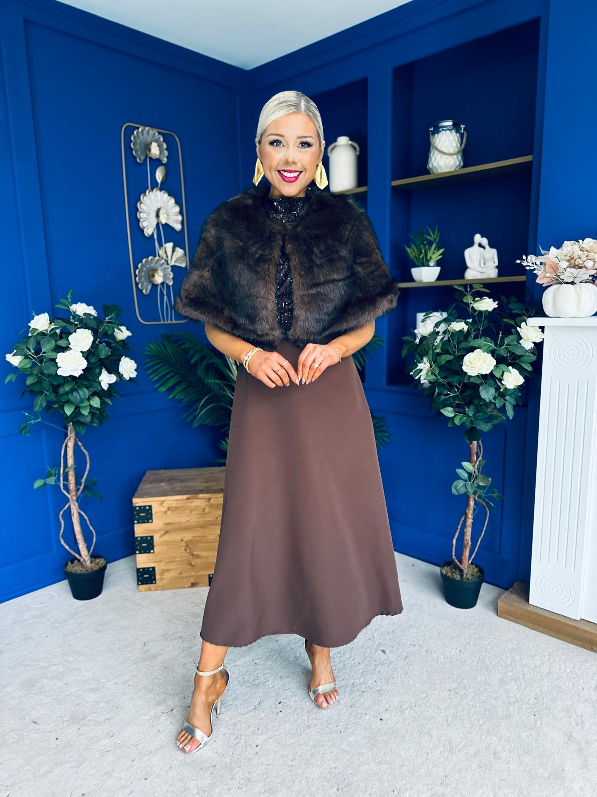 Helen Faux Fur Shawl Coco