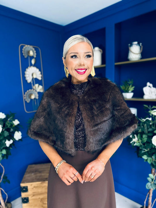 Helen Faux Fur Shawl Coco