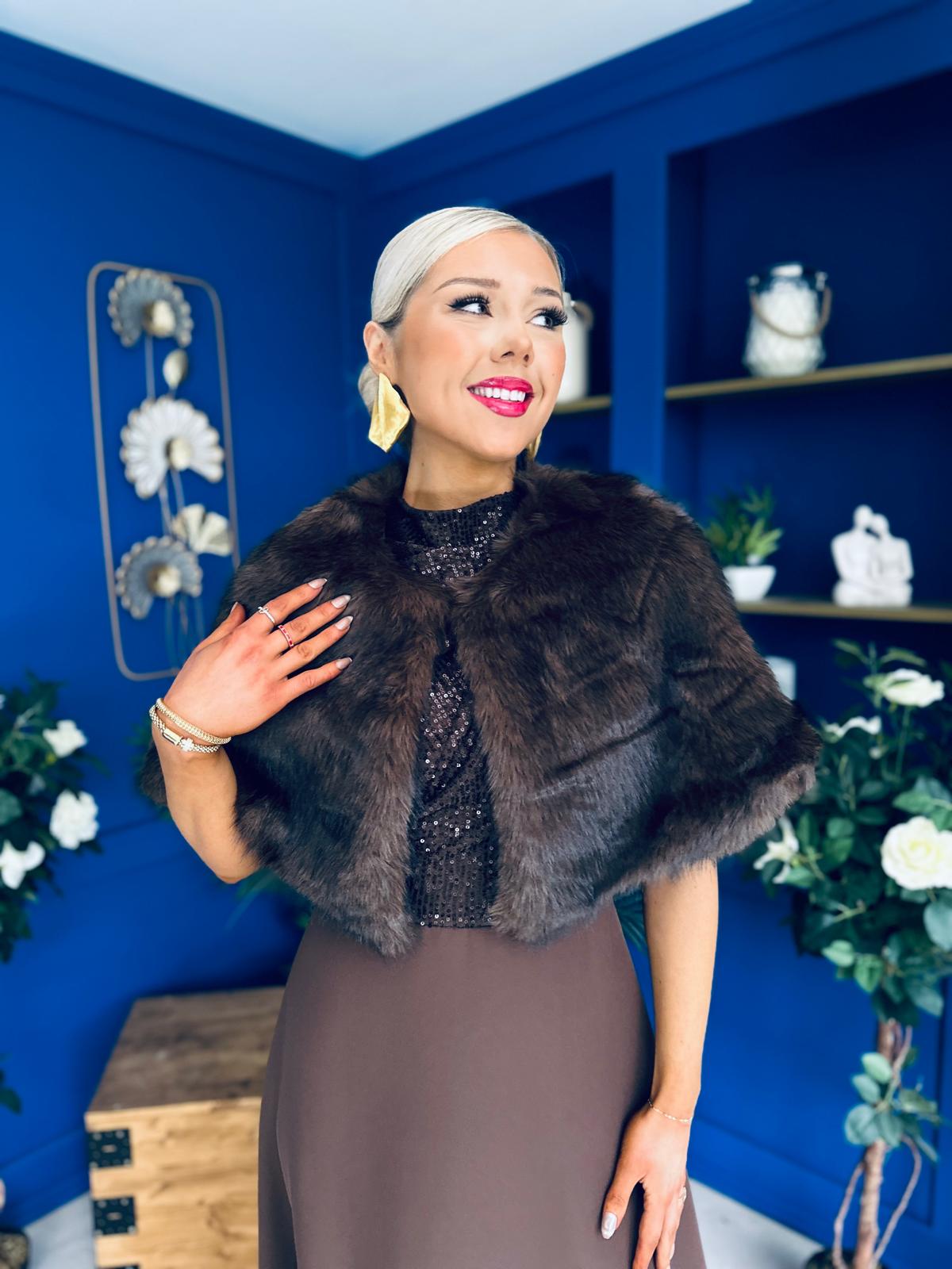 Helen Faux Fur Shawl Coco