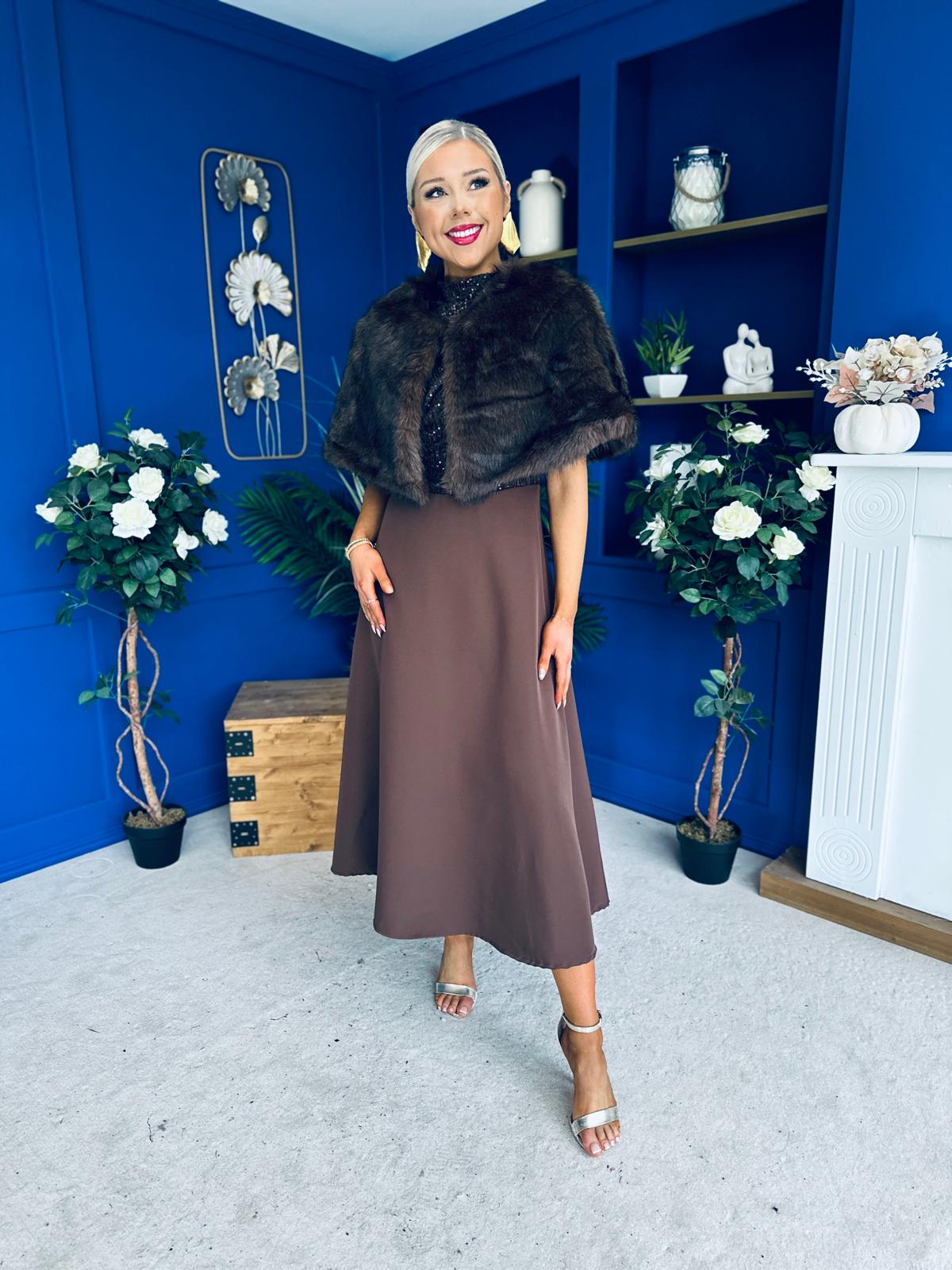 Helen Faux Fur Shawl Coco