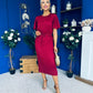 Sadie Plisse Detail Midi Dress Wine