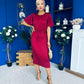 Sadie Plisse Detail Midi Dress Wine