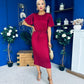Sadie Plisse Detail Midi Dress Wine