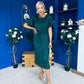 Sadie Plisse Detail Midi Dress Forest