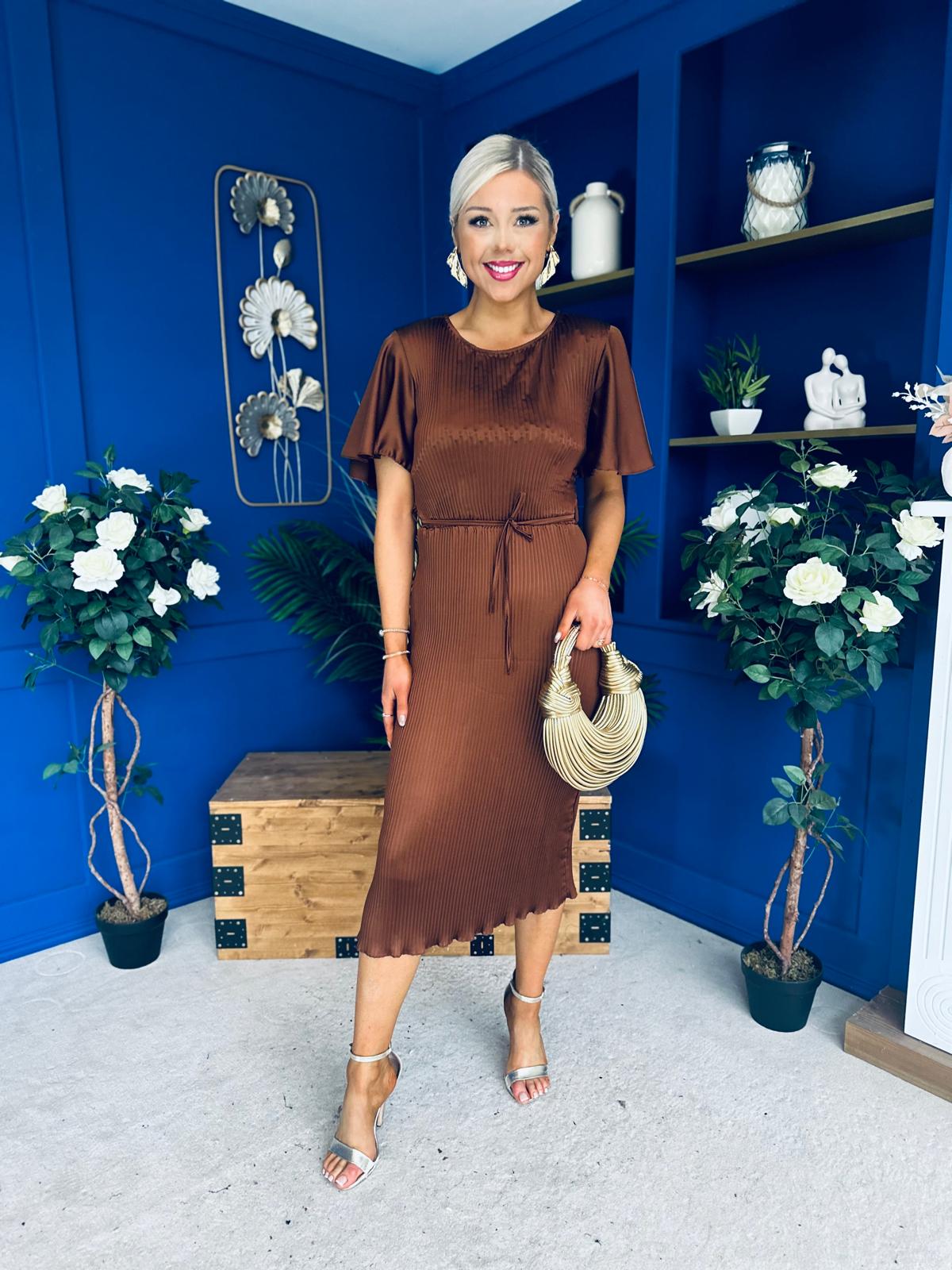 Sadie Plisse Detail Midi Dress Coco