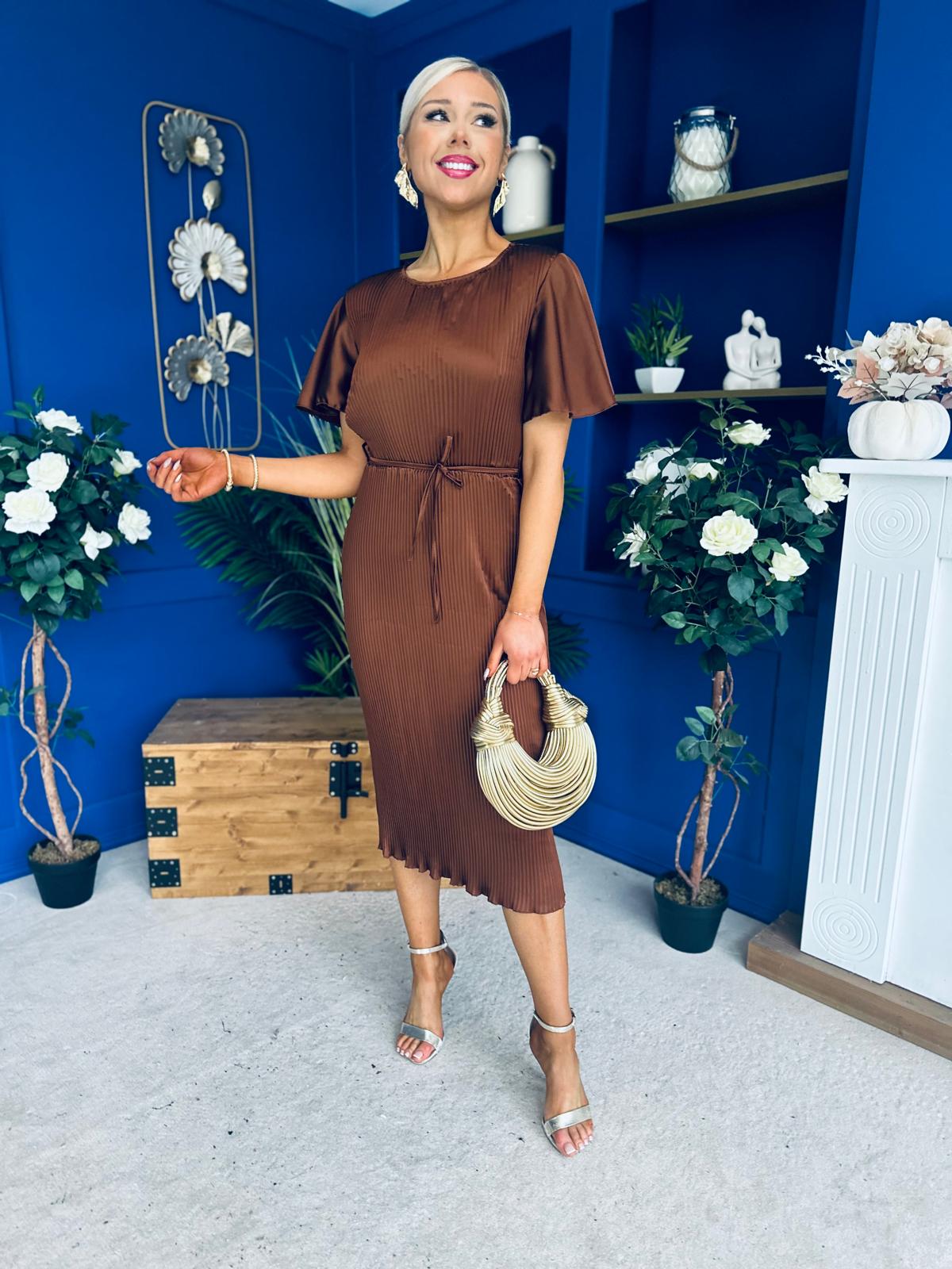 Sadie Plisse Detail Midi Dress Coco