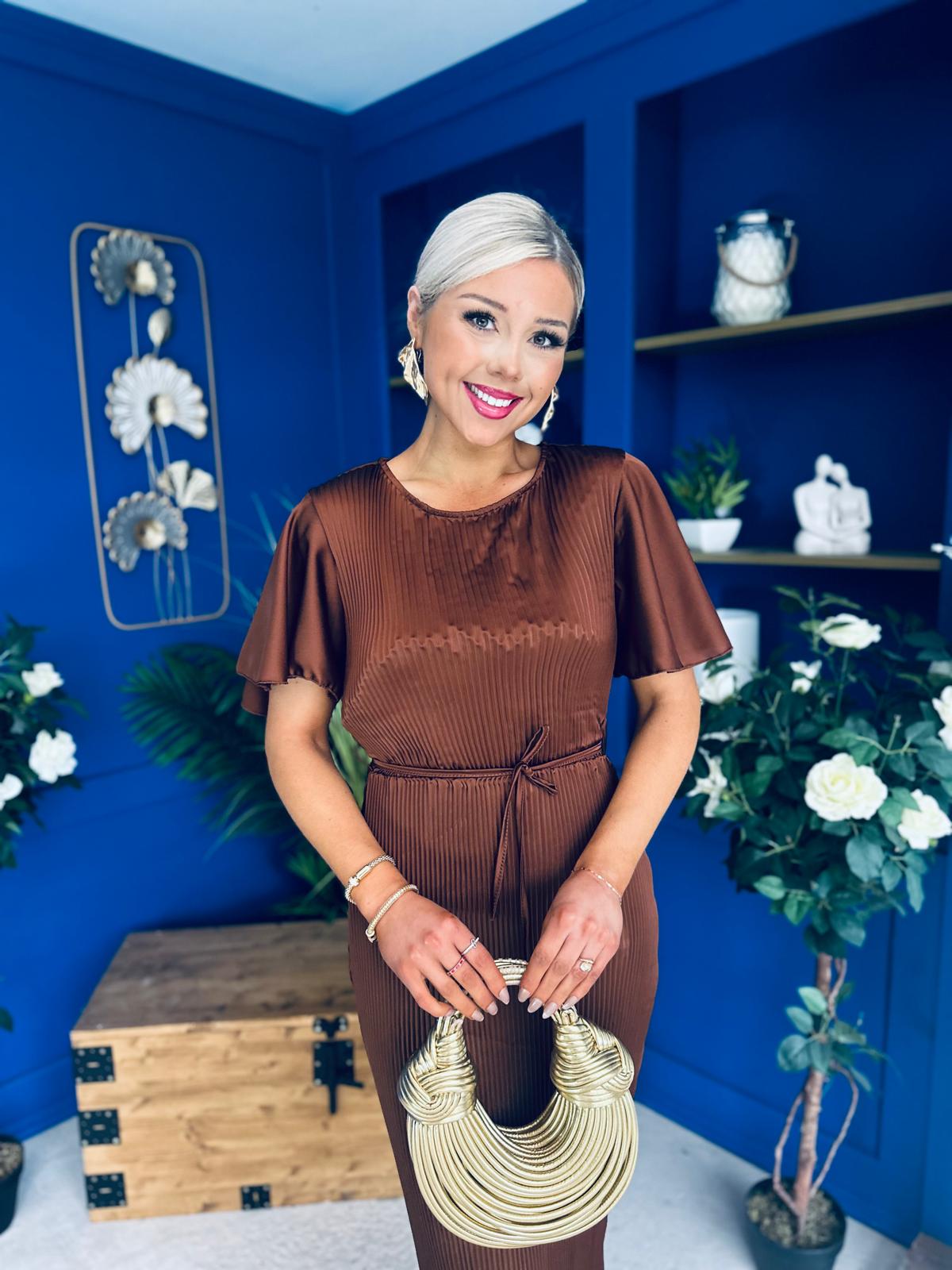 Sadie Plisse Detail Midi Dress Coco