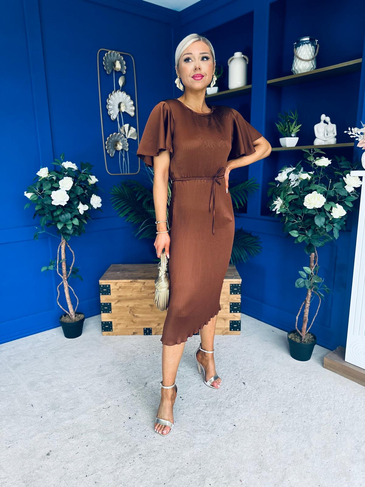 Sadie Plisse Detail Midi Dress Coco