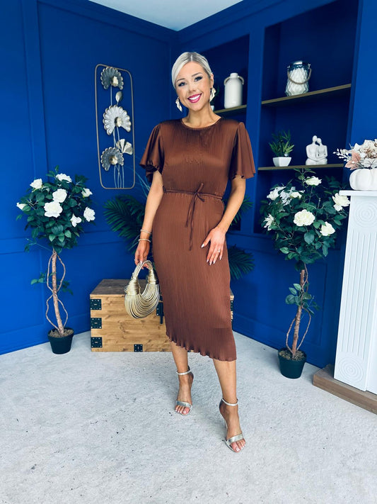 Sadie Plisse Detail Midi Dress Coco
