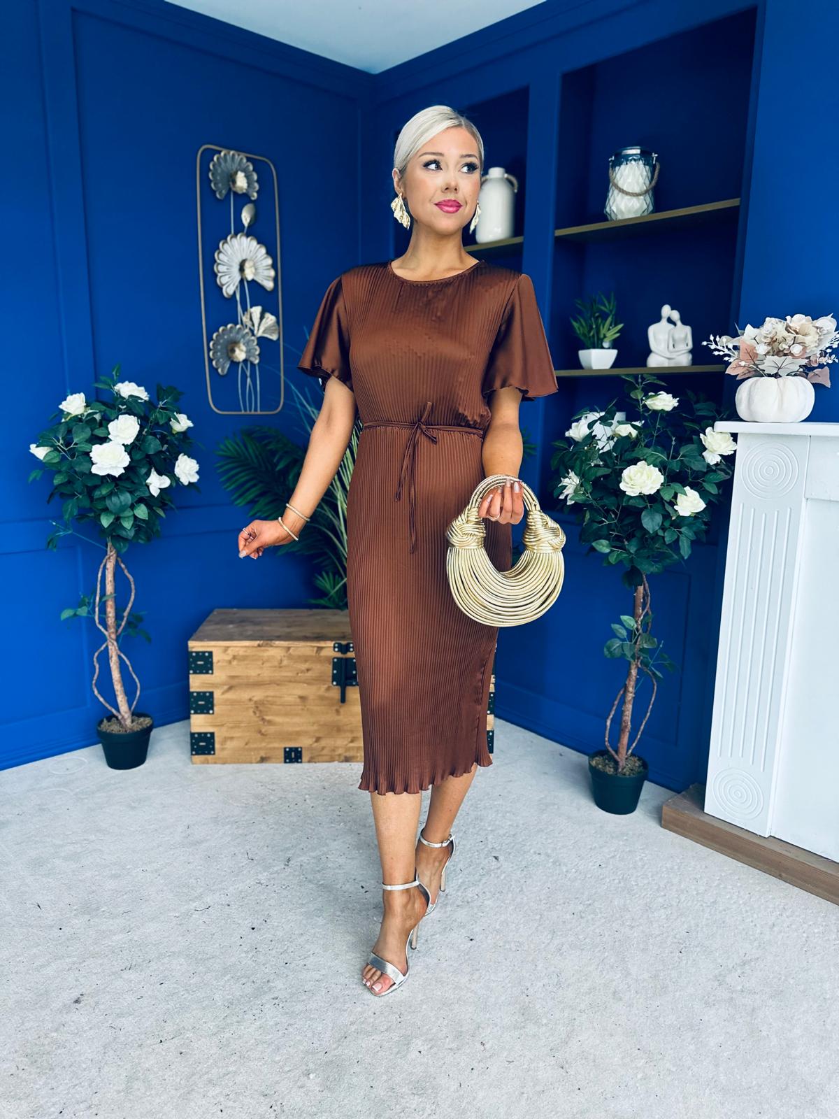 Sadie Plisse Detail Midi Dress Coco