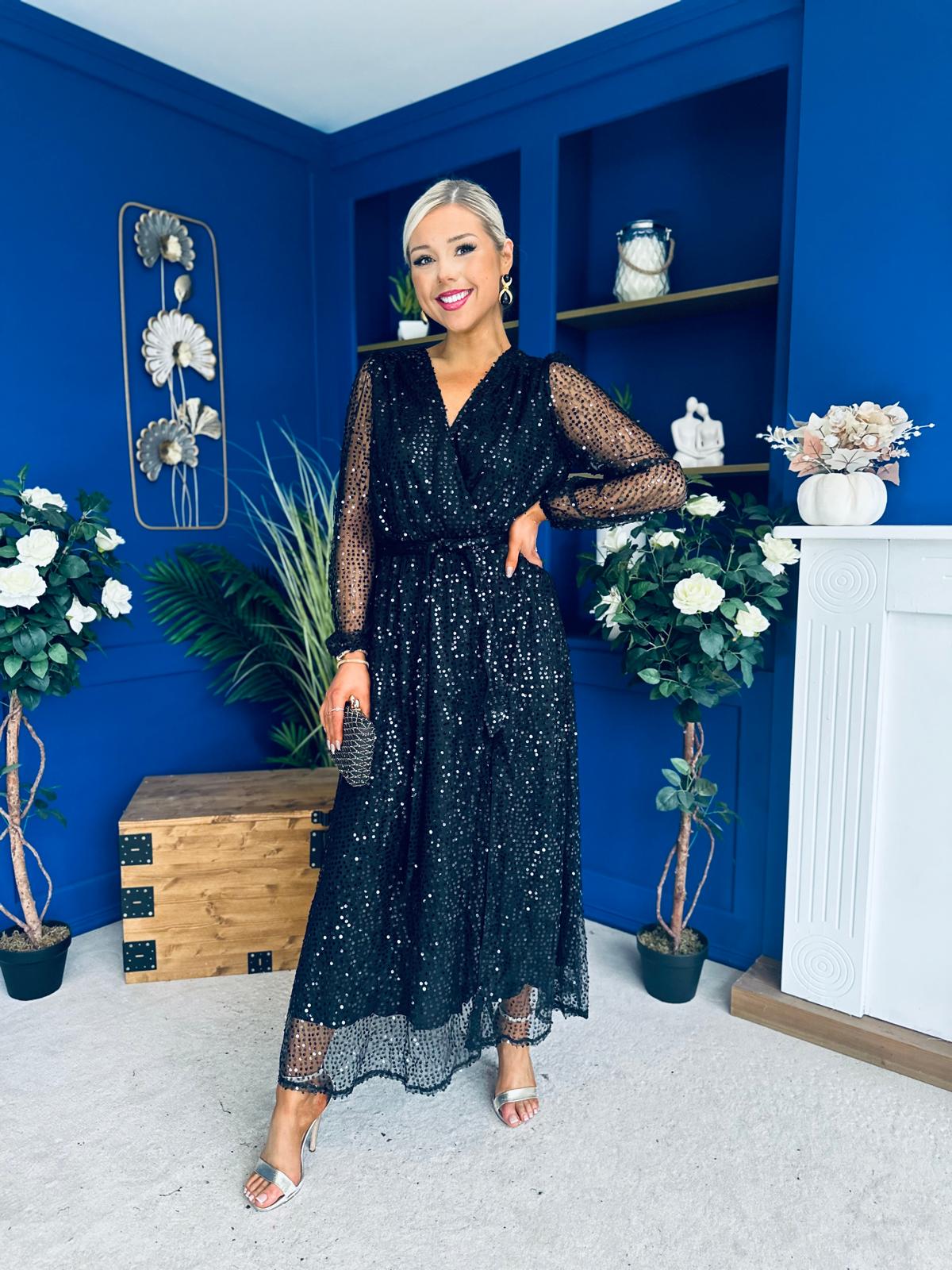 Kimmy Sequin Occasion Dress Black