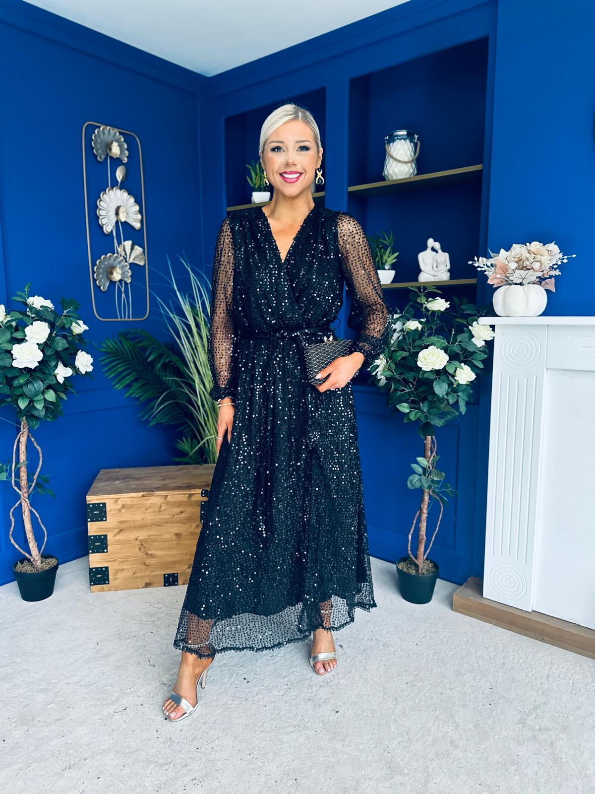 Kimmy Sequin Occasion Dress Black