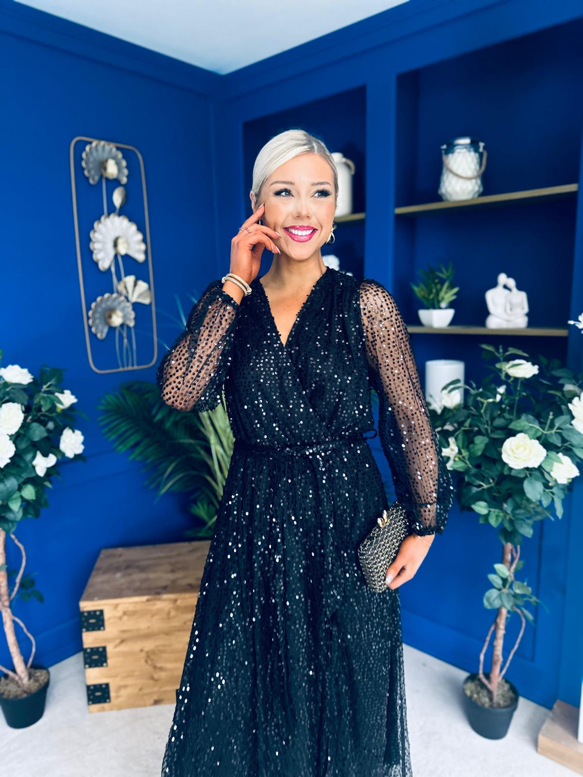 Kimmy Sequin Occasion Dress Black