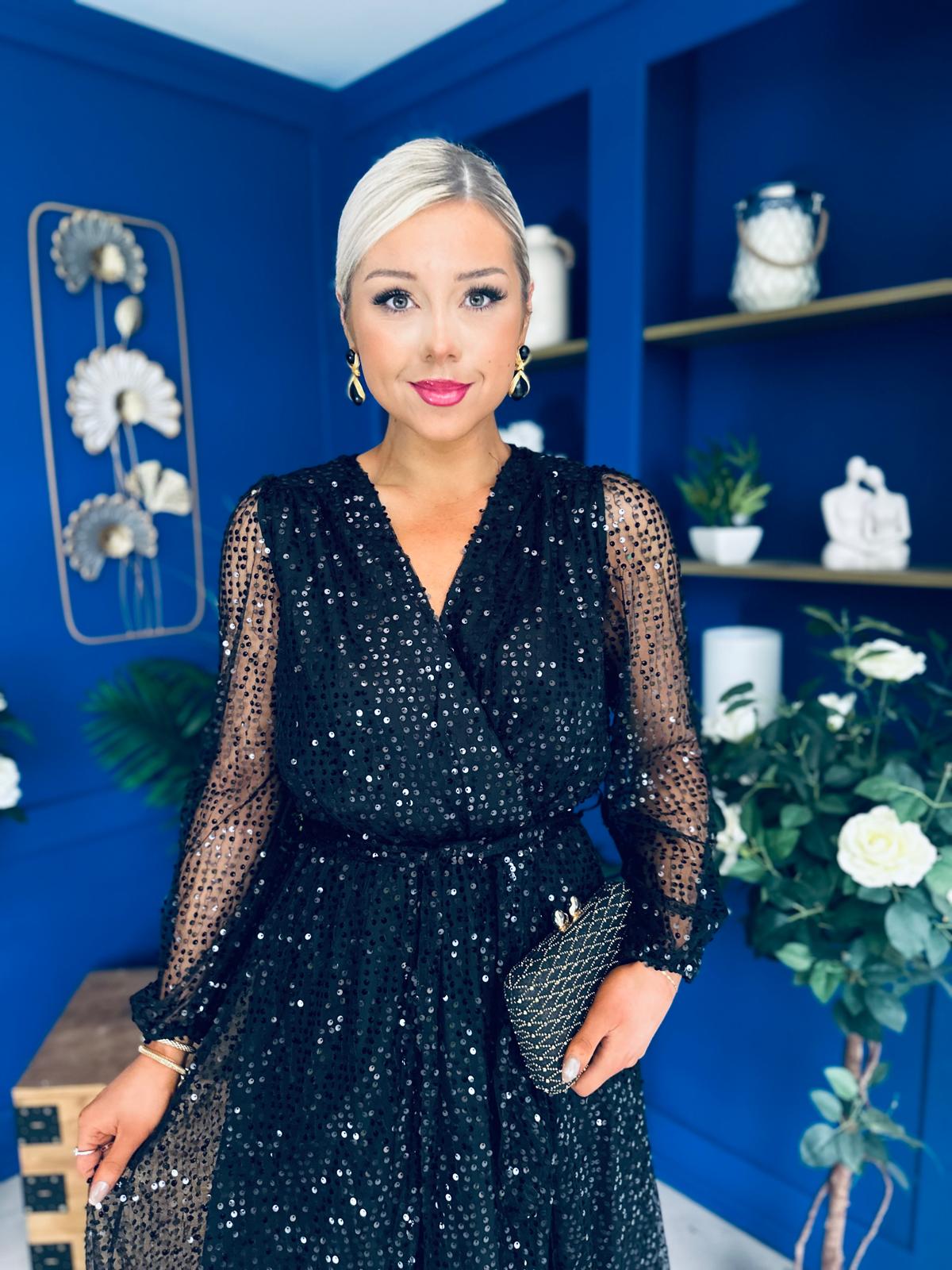 Kimmy Sequin Occasion Dress Black