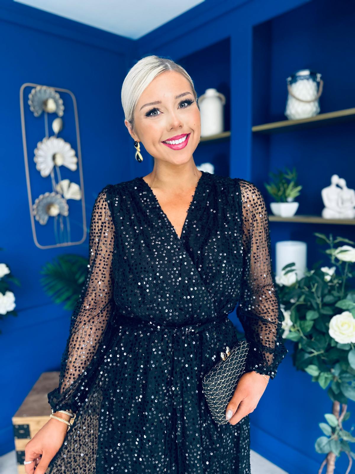 Kimmy Sequin Occasion Dress Black