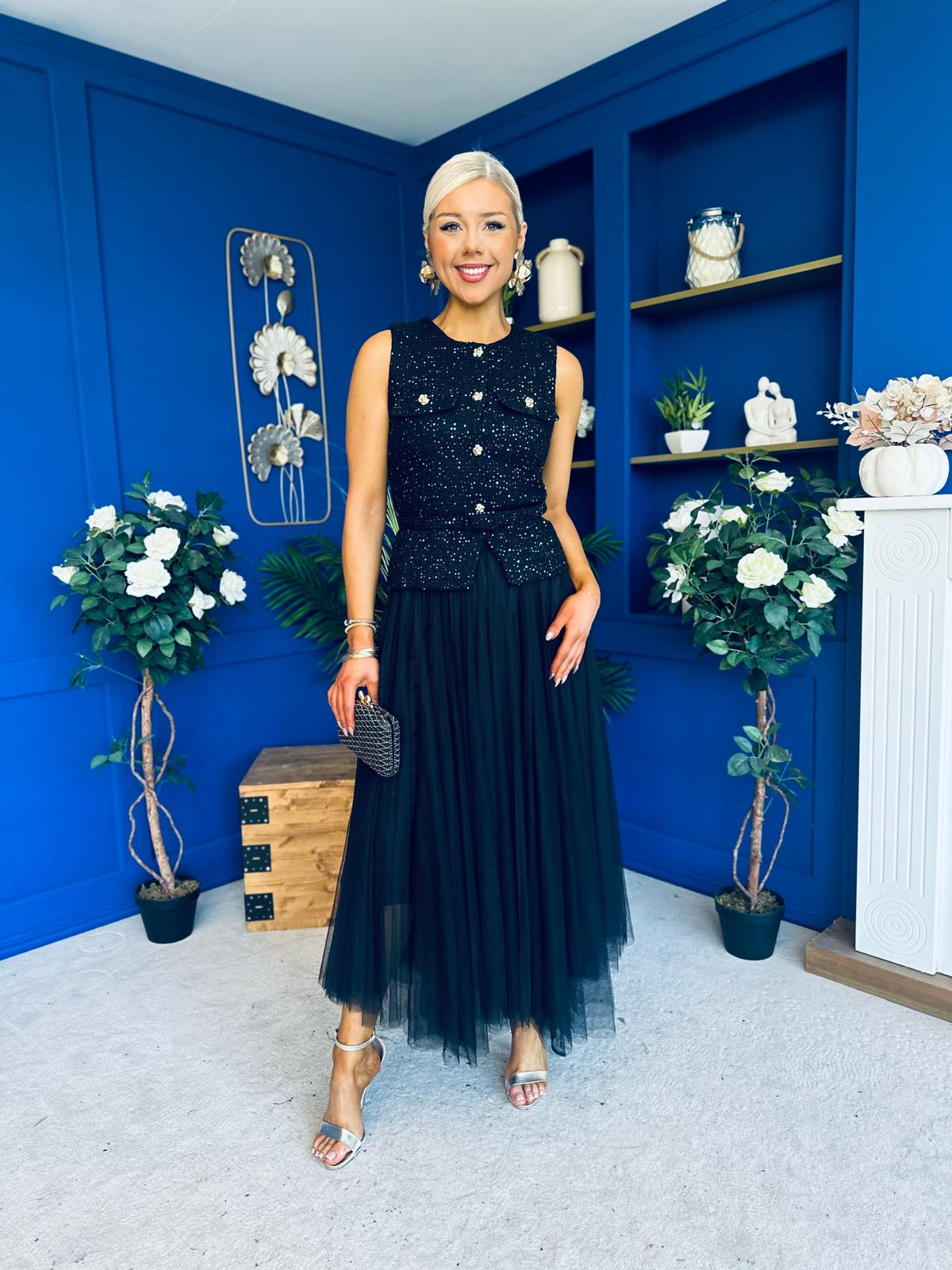 Martha Detailed Waistcoat Black