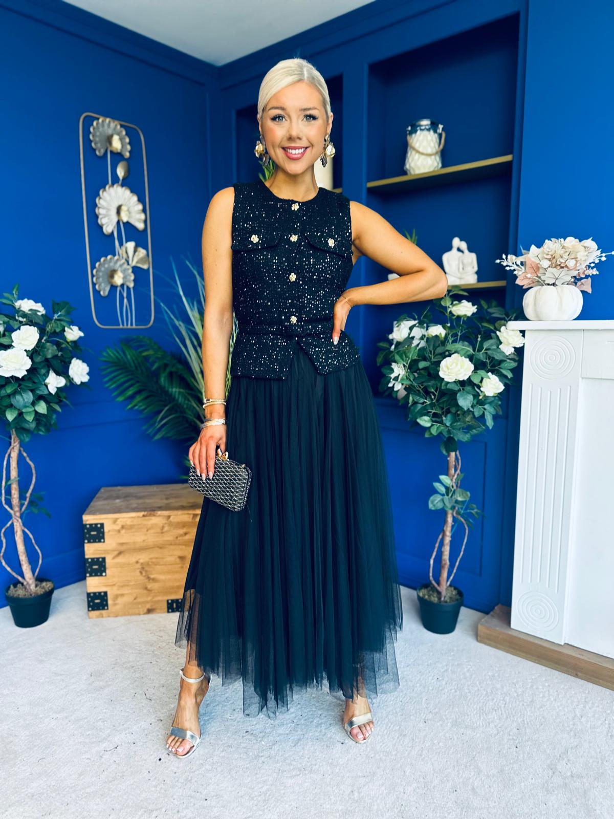 Martha Detailed Waistcoat Black