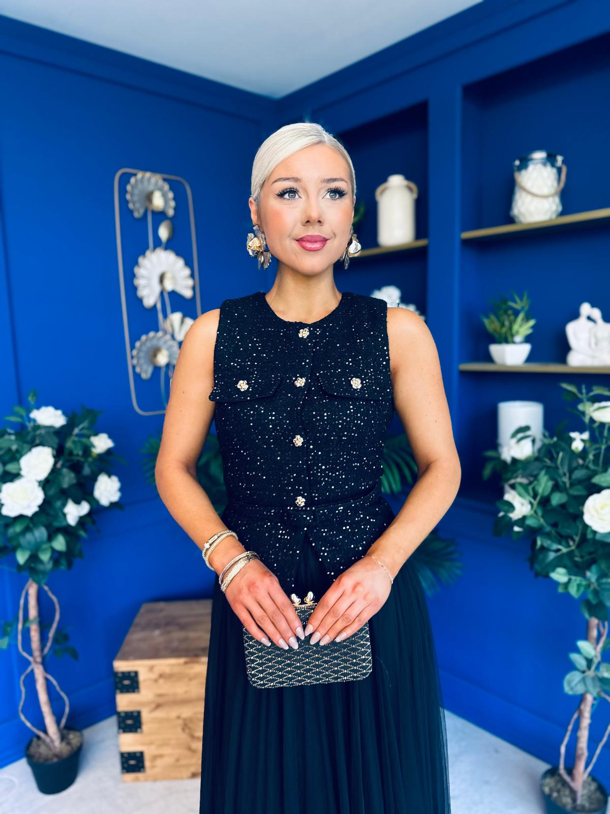 Martha Detailed Waistcoat Black