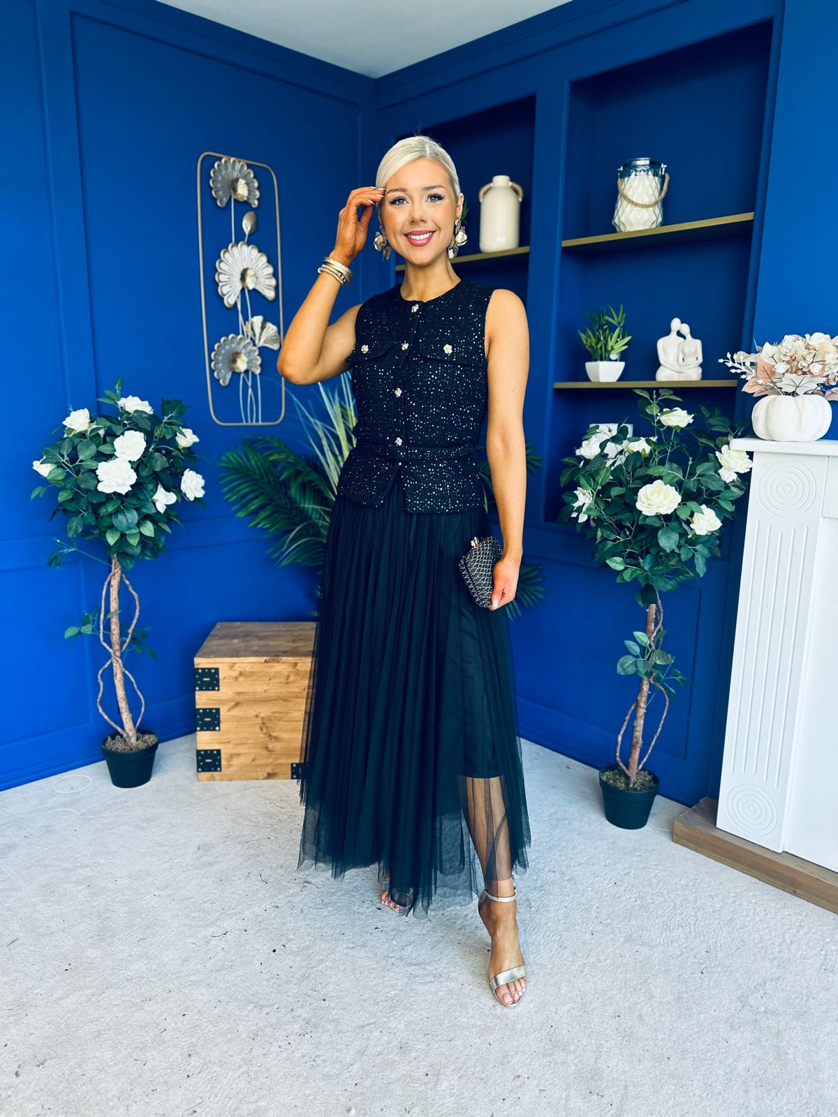 Martha Detailed Waistcoat Black