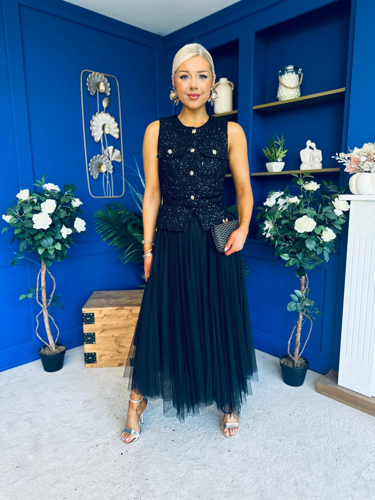 Martha Detailed Waistcoat Black