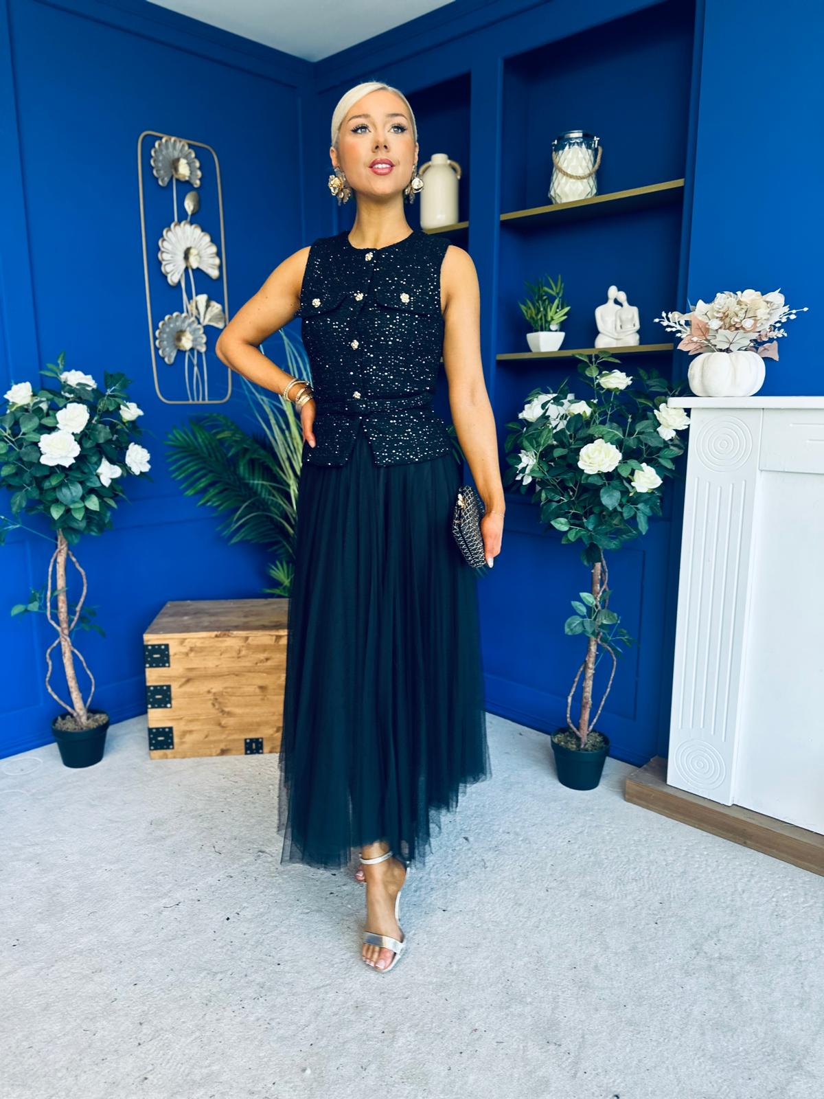 Martha Detailed Waistcoat Black