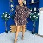Melinda High Neck Mini Dress Leopard