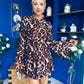 Melinda High Neck Mini Dress Leopard
