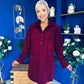 Nina Cord Mini Shift Dress Burgundy