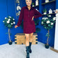 Nina Cord Mini Shift Dress Burgundy
