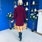 Nina Cord Mini Shift Dress Burgundy