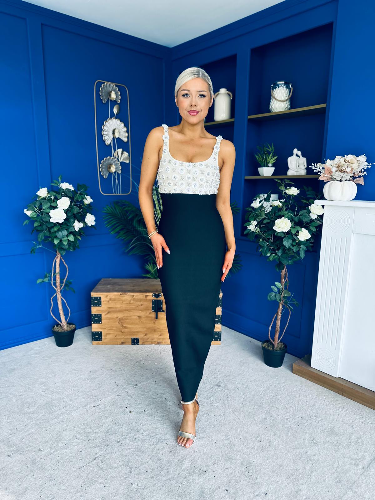 Lanagh Embellished Occasion Dress Monochrome