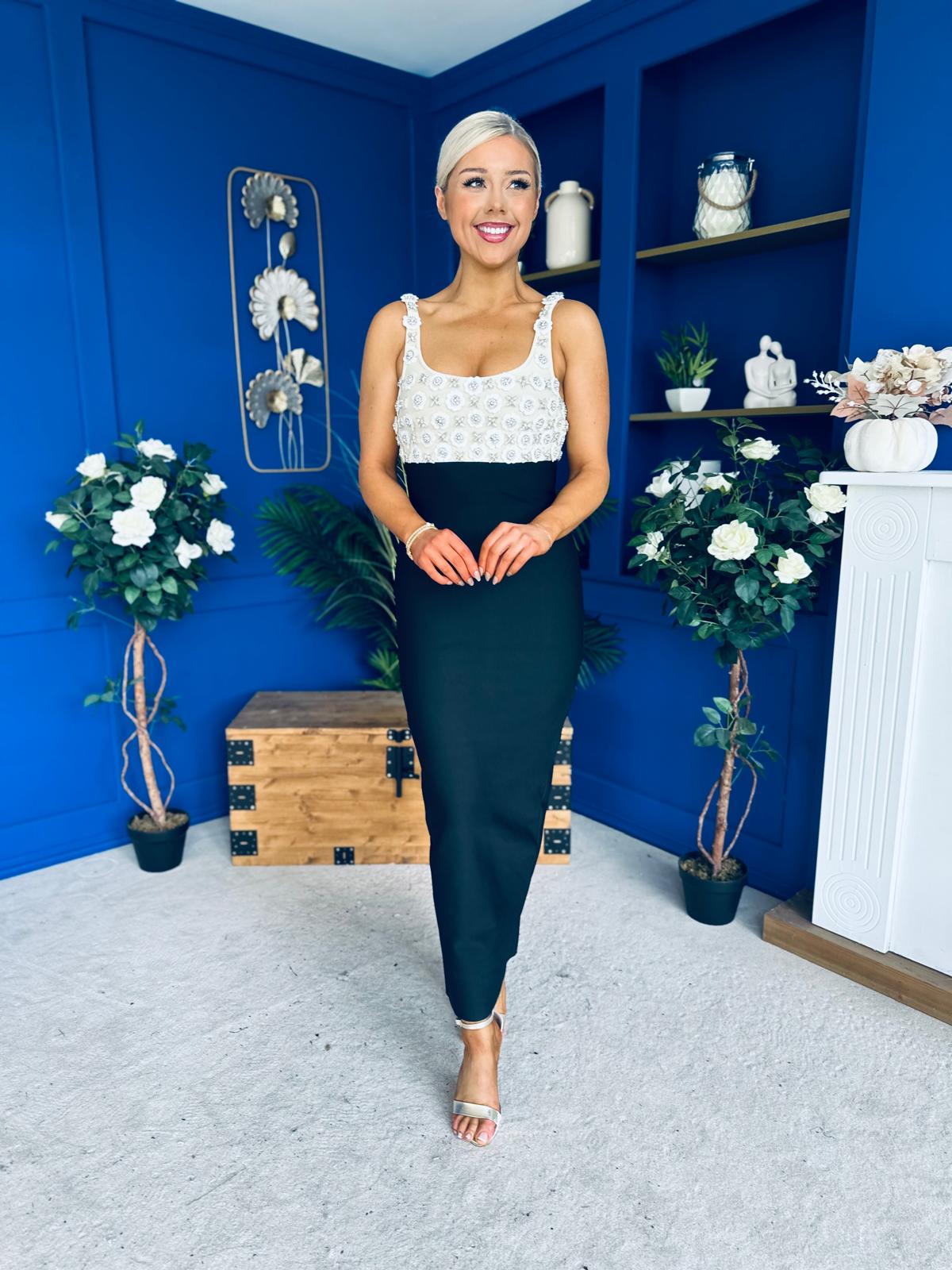 Lanagh Embellished Occasion Dress Monochrome