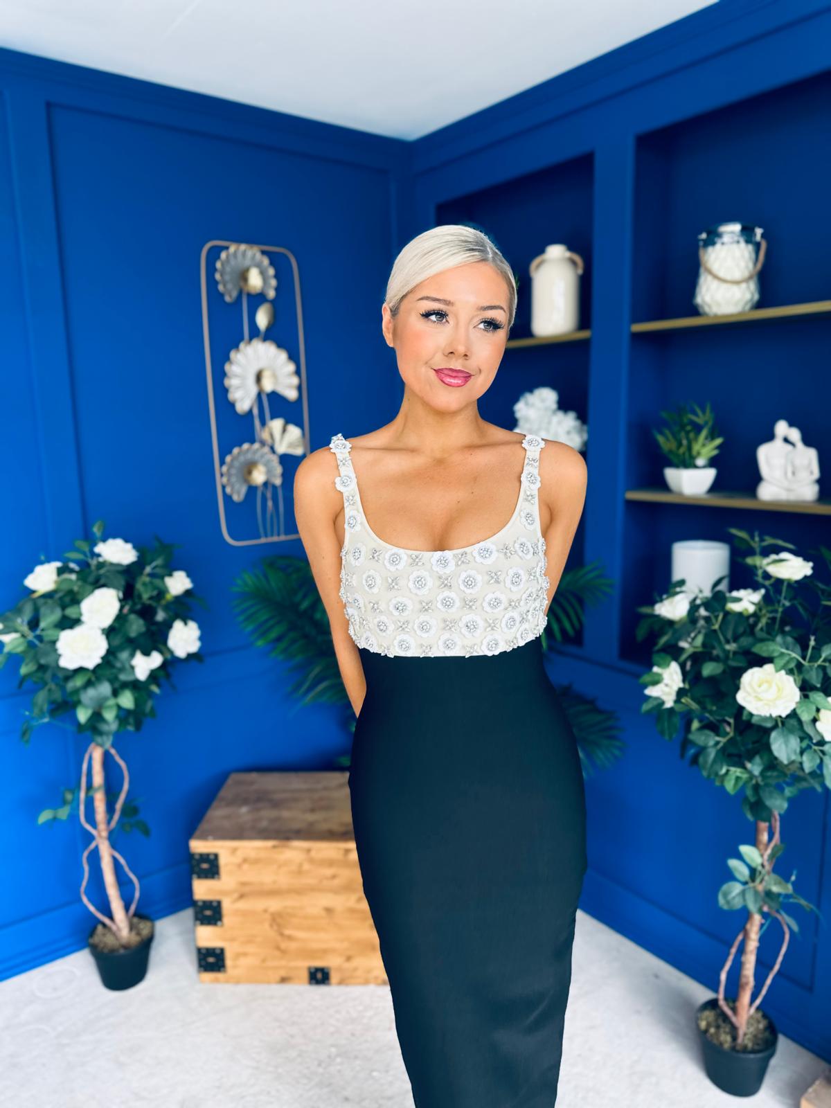 Lanagh Embellished Occasion Dress Monochrome