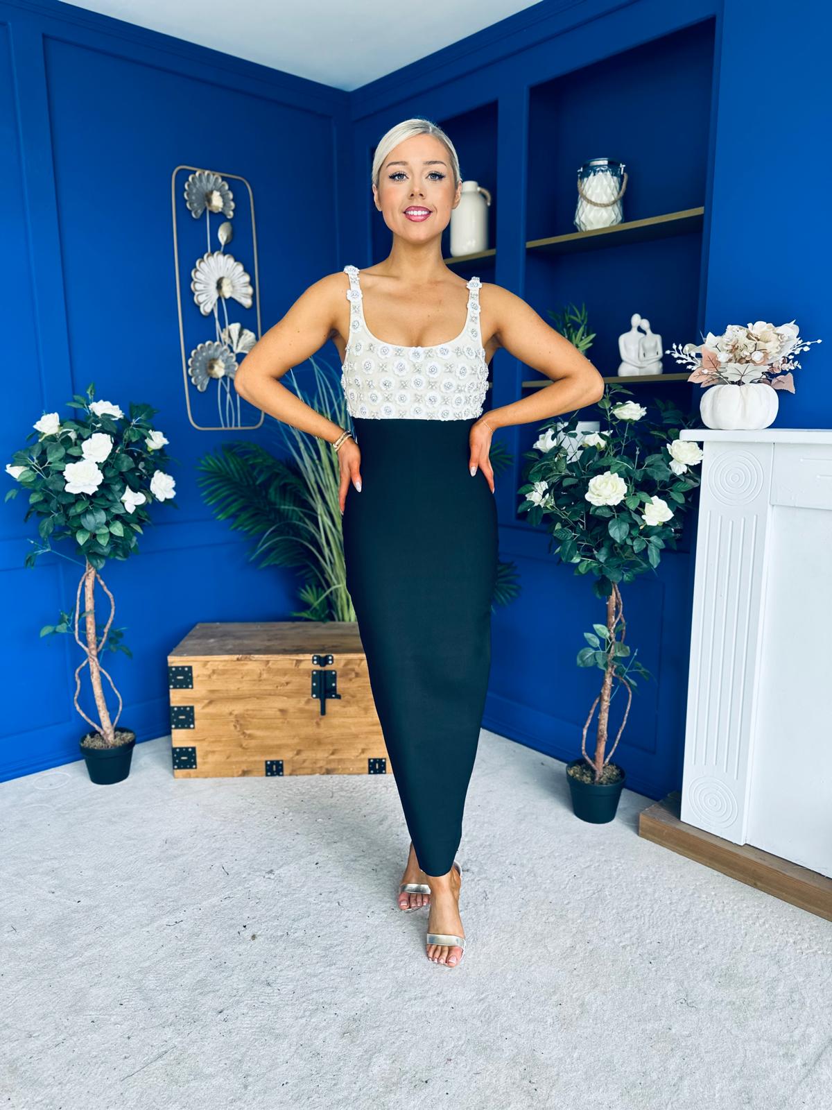 Lanagh Embellished Occasion Dress Monochrome