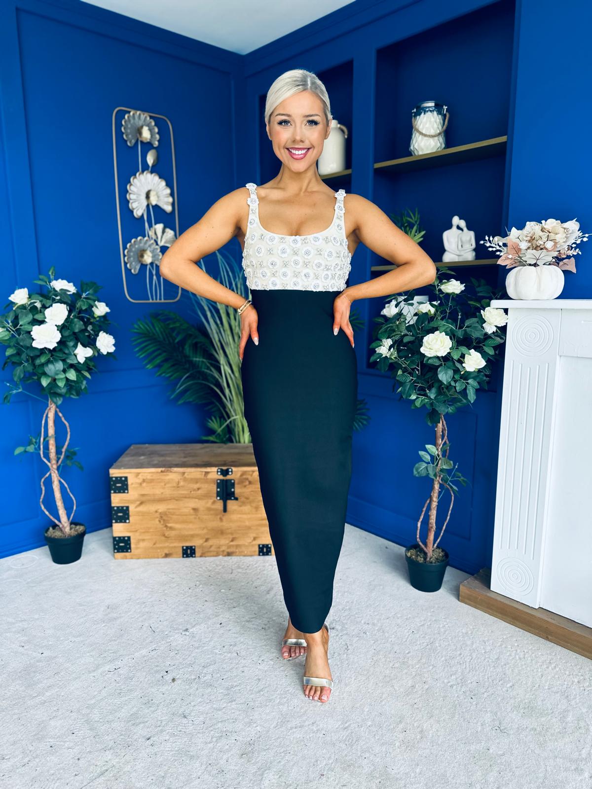 Lanagh Embellished Occasion Dress Monochrome