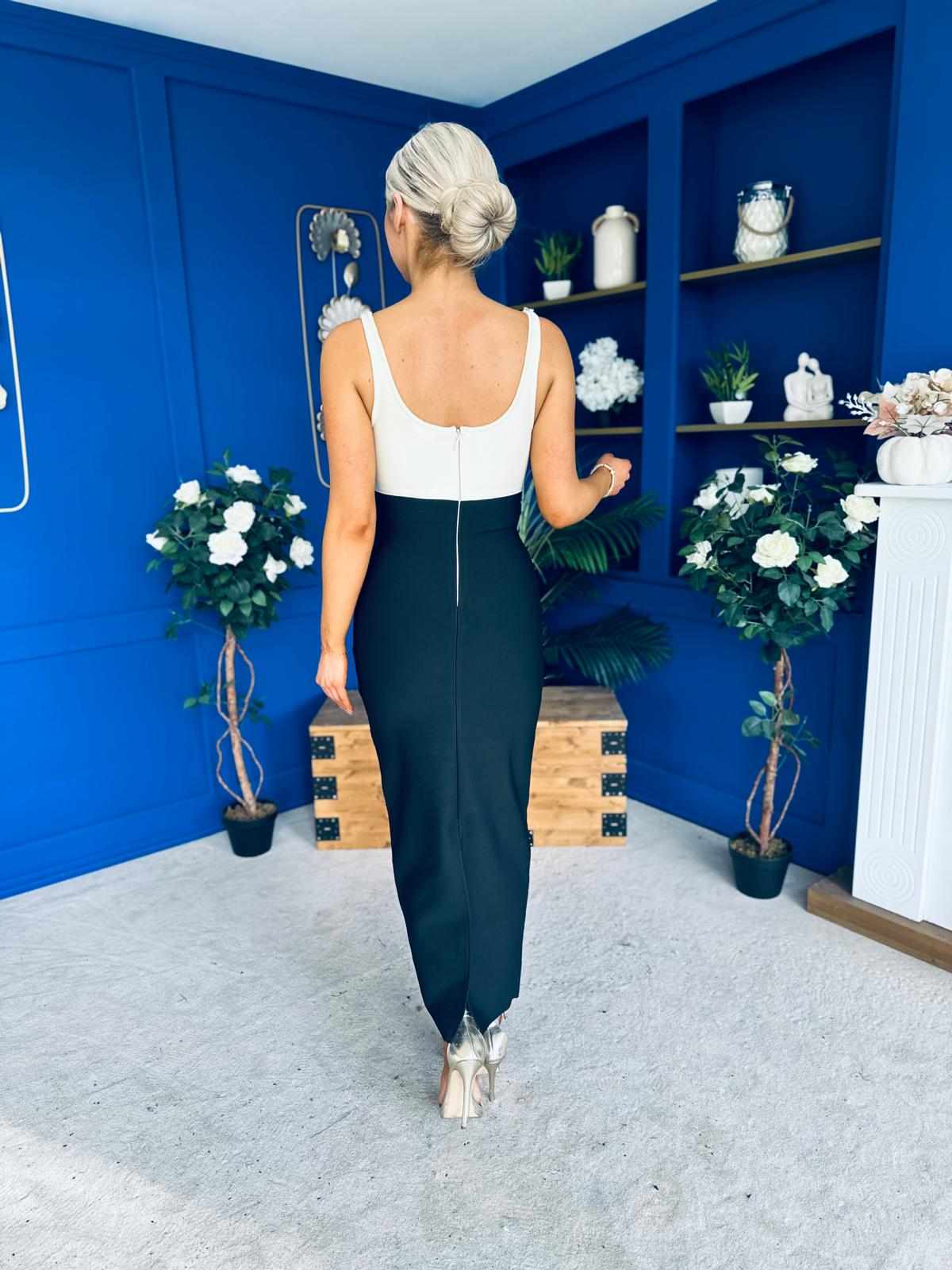 Lanagh Embellished Occasion Dress Monochrome