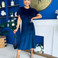 Maggie Angel Sleeve Velvet Occasion Dress Navy