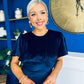 Maggie Angel Sleeve Velvet Occasion Dress Navy